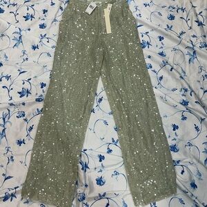 La Pointe Sequin Embellished Light Green (Mint) Pants Size 2